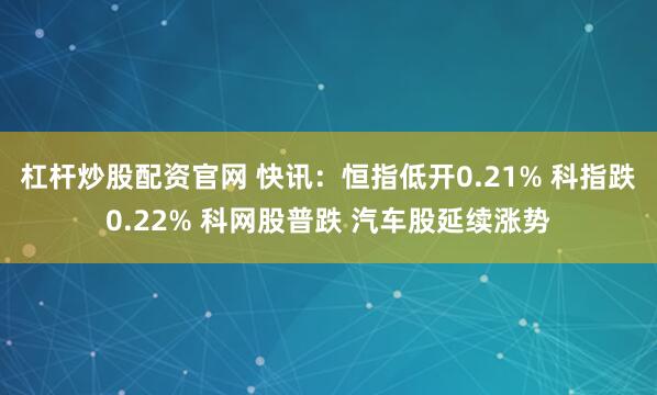 杠杆炒股配资官网 快讯：恒指低开0.21% 科指跌0.22% 科网股普跌 汽车股延续涨势